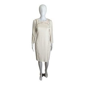 Spense Elegant Cream Dress with Stud Accents Size 8